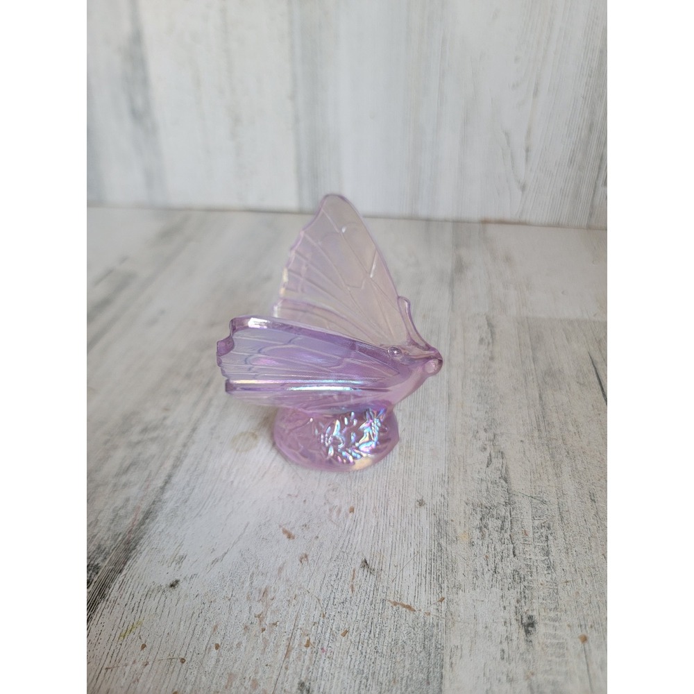 Fenton‎ butterfly iridescent clear pink vintage home decor collectible figure